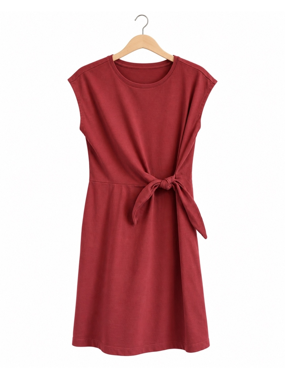 Nine West Tie Front Dress Size L Rust Red Short Sleeve Work Midi